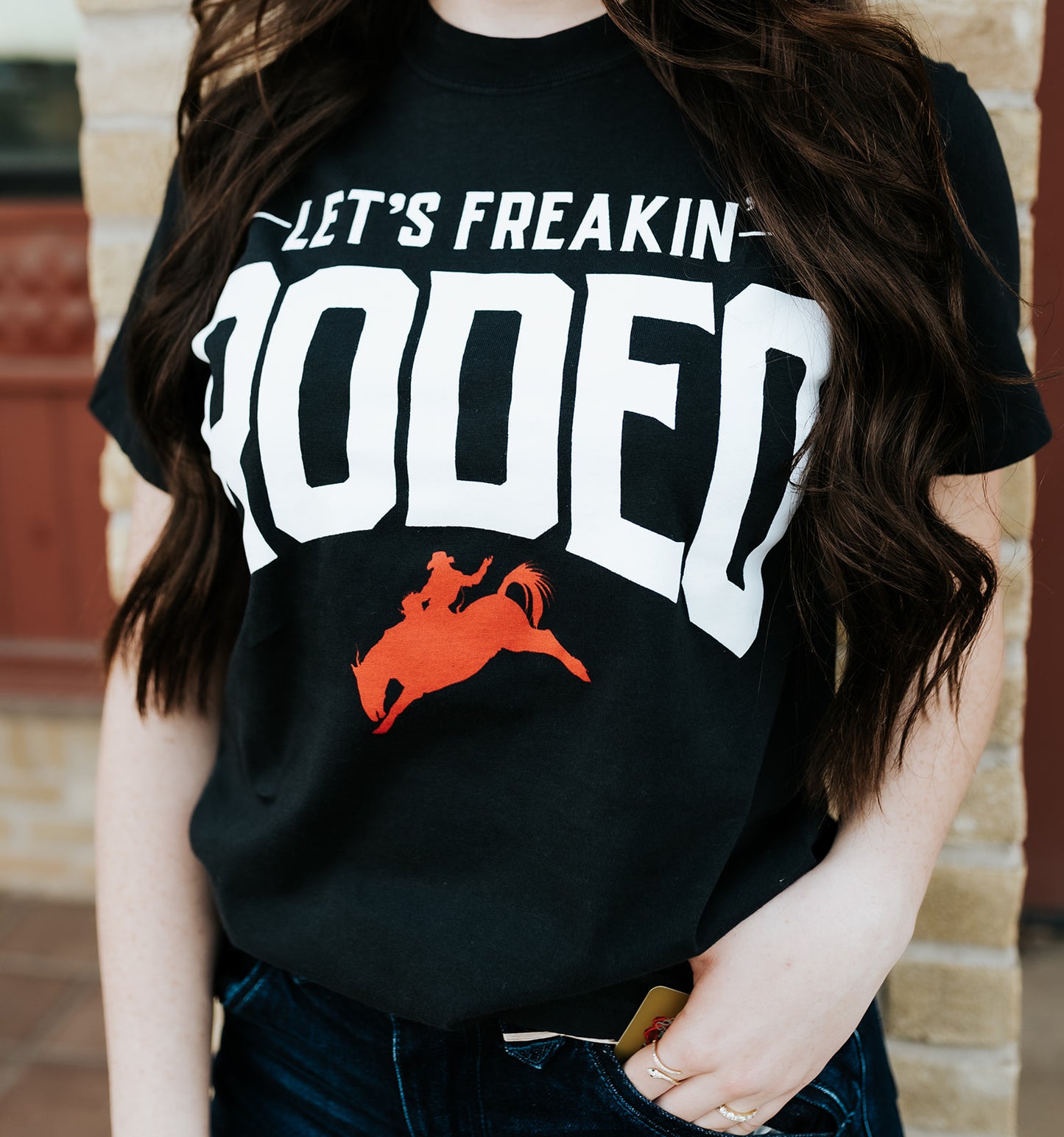 Let's Freakin' Rodeo Black Logo Tee Shirt