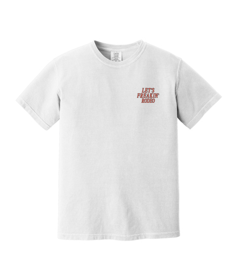 White "Let's Freakin' Rodeo" Bronc Graphic Tee