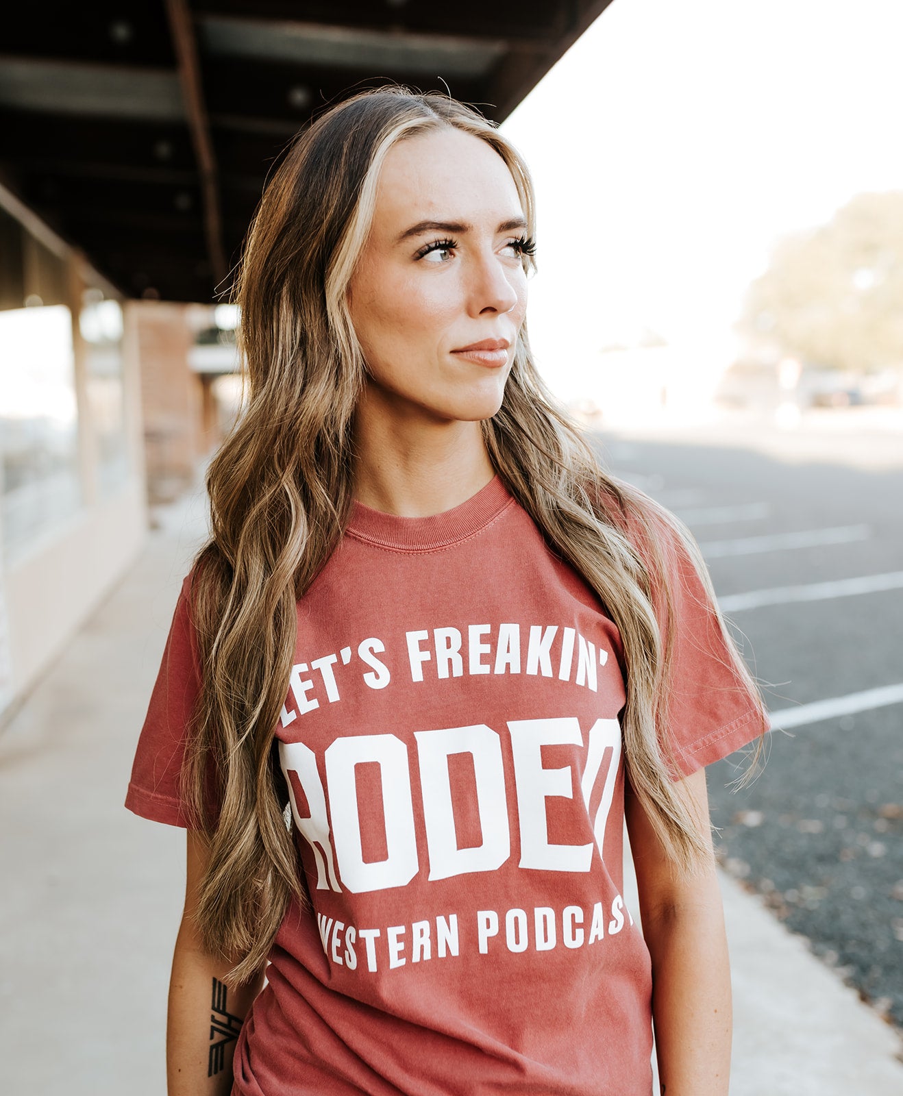 Western Podcast Tee Shirt | Faded Crimson
