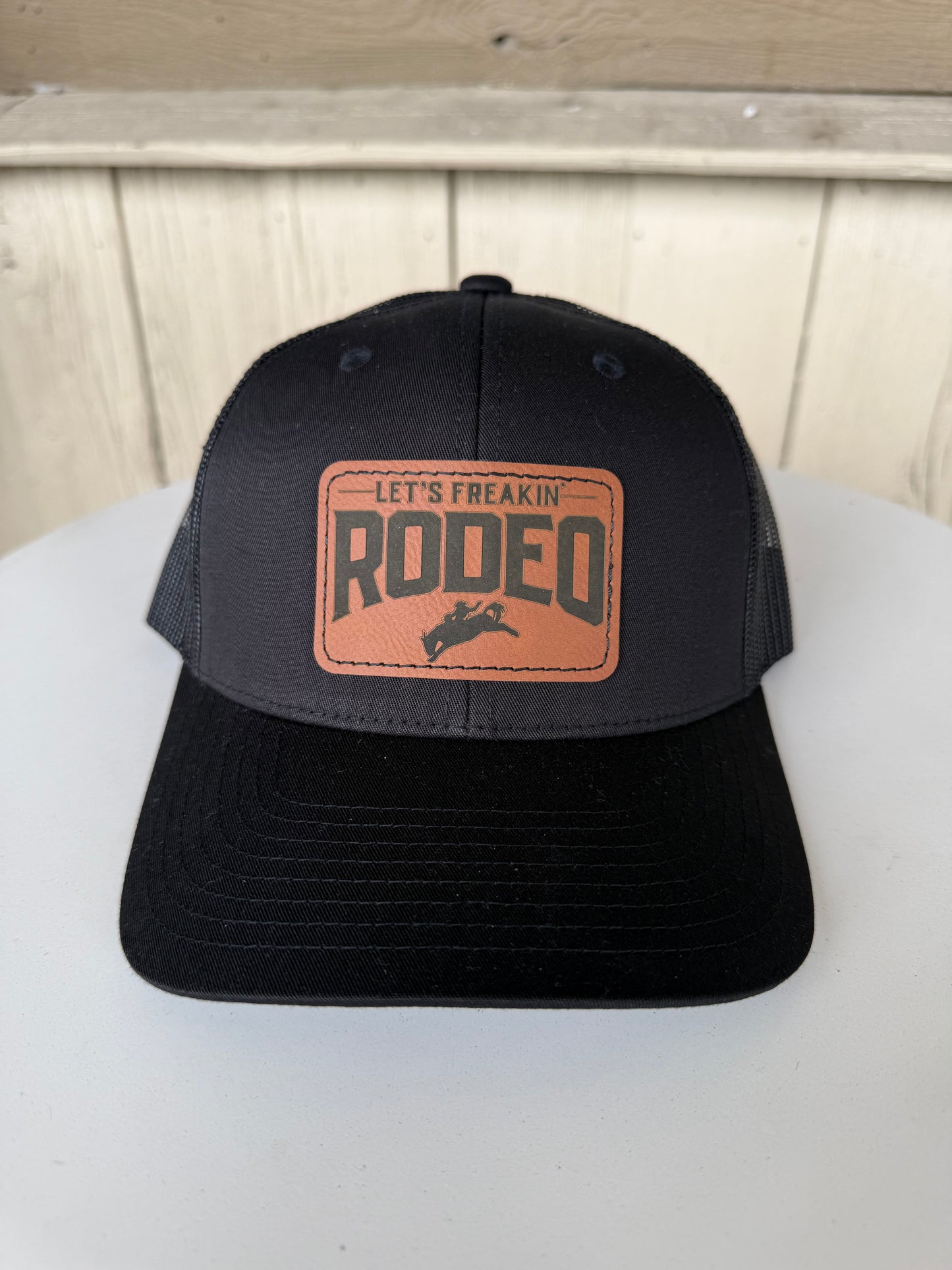 Classic Leather Patch Trucker Hat | Black