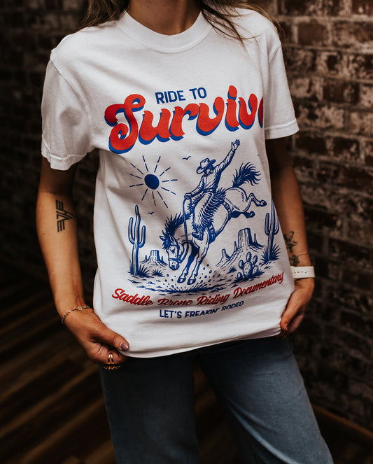 Ride To Survive Groovy Western Tee