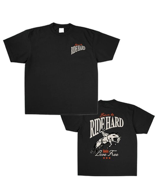 Black "Born to Ride Hard" Graphic Tee