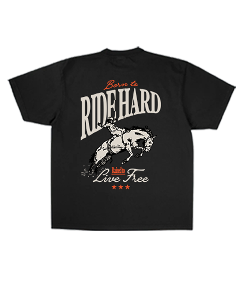 Black "Born to Ride Hard" Graphic Tee