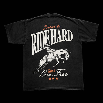 Black "Born to Ride Hard" Graphic Tee