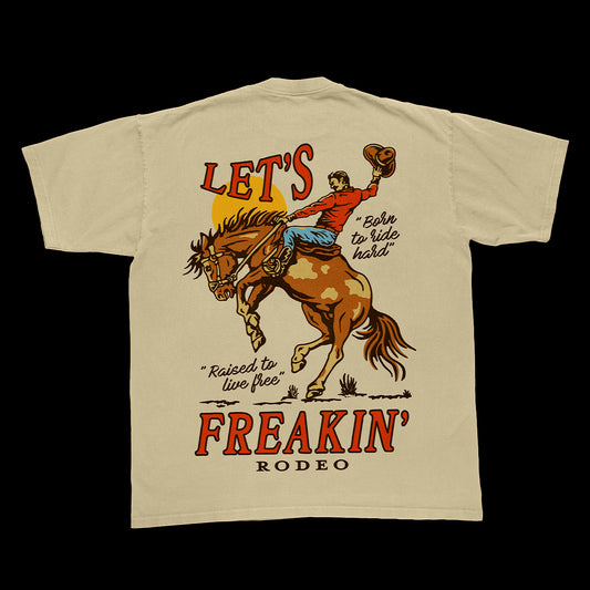 Cream "Let's Freakin' Rodeo" Bronc Graphic Tee