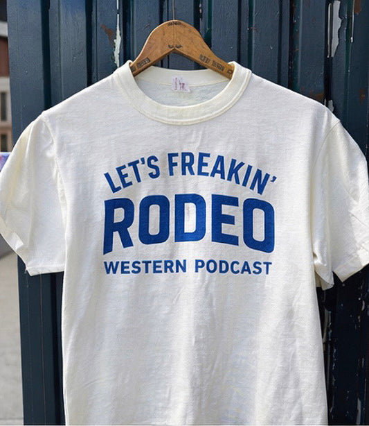 Western Podcast Tee Shirt | Royal and White